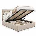 Queen Lift-Up Storage Bed Frame, 60 x 80 in, Beige/Black