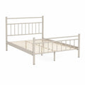 Ivory Steel Full Bed Frame with Headboard and Footboard, 54 x 75 in Mattress Support