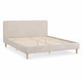 Queen Upholstered Platform Bed Frame, 60 x 80 in Mattress Area, Beige