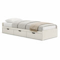 Twin White Platform Bed Frame with 3 Storage Drawers, 76 x 41 x 24 in