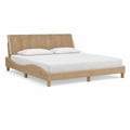 King Size Natural Solid Rubberwood Platform Bed Frame, 82 x 87 x 47 in